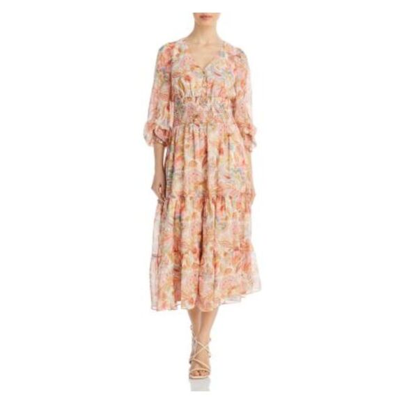 knee length dresses for ladies Lucy Printed Burnout Midi Dress – Girl In Mind main image 0